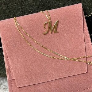 Brand New 14k Gold Plated 925 Sterling Silver “M” Necklace Initial Monogram